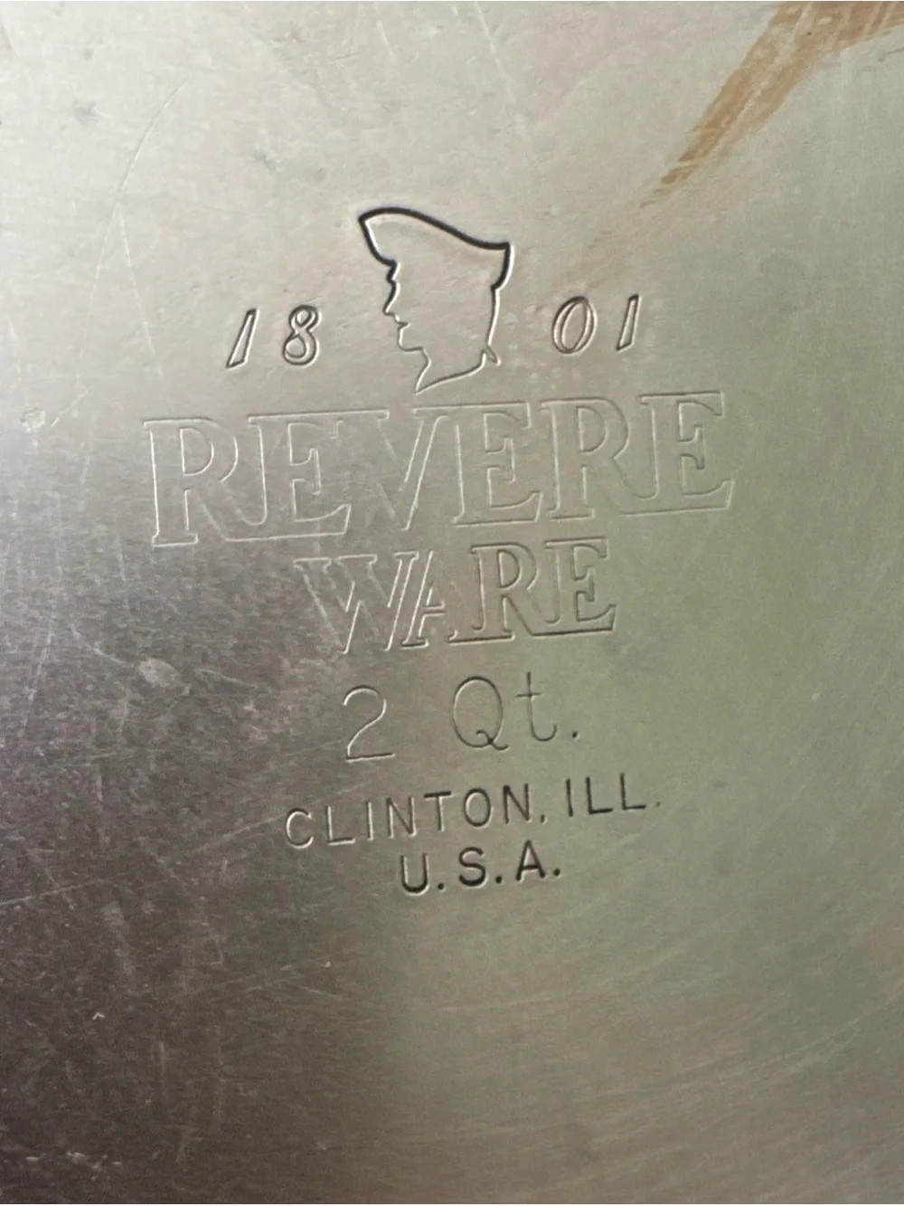 Vintage Revere Ware 2 Quart Copper Clad Bottom Saucepan w/ Lid Clinton, IL USA